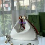 Gucci Women GG Attache Large Shoulder Bag White Leather Green Yellow Web - Image 2