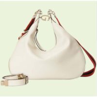 Gucci Women GG Attache Large Shoulder Bag White Leather Green Yellow Web (3)