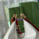 Gucci Women GG Attache Large Shoulder Bag White Leather Green Yellow Web - Image 7
