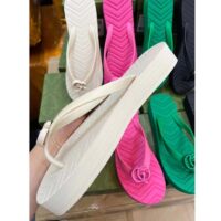 Gucci Women GG Chevron Thong Sandal WhiteRubber Resin Double G Flat (4)