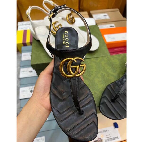 Gucci Women GG Double G Sandal Black Leather Sole Double G 5 Cm Heel (2)