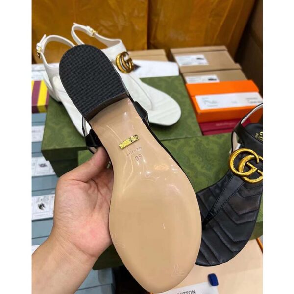 Gucci Women GG Double G Sandal Black Leather Sole Double G 5 Cm Heel (5)