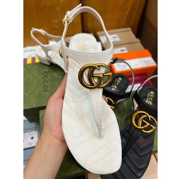 Gucci Women GG Double G Sandal White Leather Sole Double G 5 Cm Heel (1)