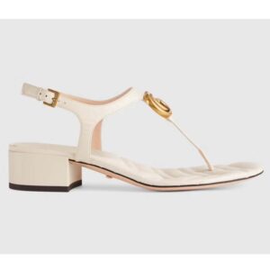 Gucci Women GG Double G Sandal White Leather Sole Double G 5 Cm Heel
