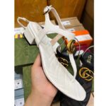 Gucci Women GG Double G Sandal White Leather Sole Double G 5 Cm Heel - Bild 3