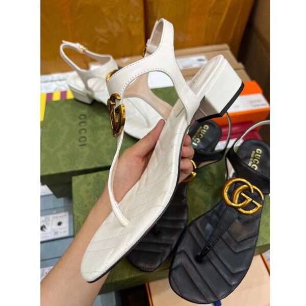Gucci Women GG Double G Sandal White Leather Sole Double G 5 Cm Heel (8)