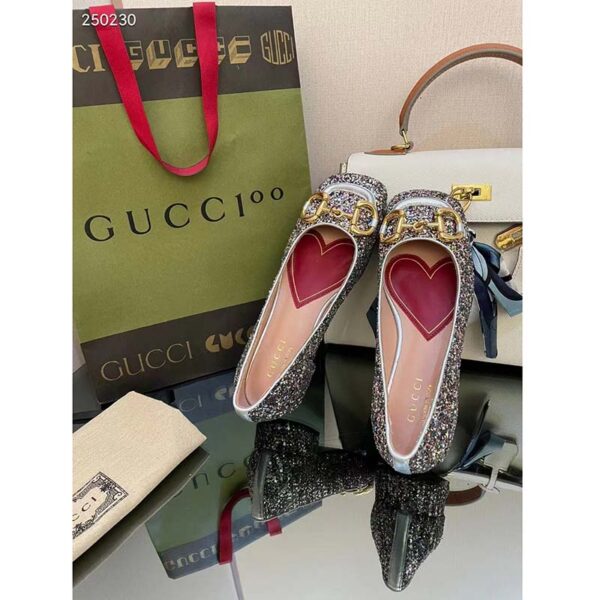 Gucci Women GG Lovelight Crystal Ballet Flat Horsebit Multicolor Crystal Leather (1)