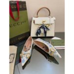 Gucci Women GG Lovelight Crystal Ballet Flat Horsebit White Leather Crystals - Bild 6