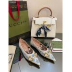 Gucci Women GG Lovelight Crystal Ballet Flat Horsebit White Leather Crystals - Bild 5