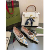 Gucci Women GG Lovelight Crystal Ballet Flat Horsebit White Leather Crystals (5)