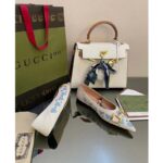 Gucci Women GG Lovelight Crystal Ballet Flat Horsebit White Leather Crystals - Bild 9