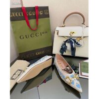 Gucci Women GG Lovelight Crystal Ballet Flat Horsebit White Leather Crystals (5)