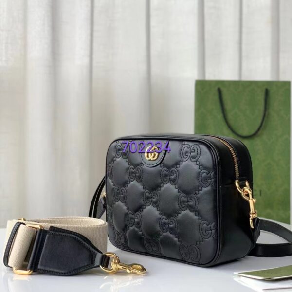 Gucci Women GG Matelassé Leather Shoulder Bag Black Double G (10)