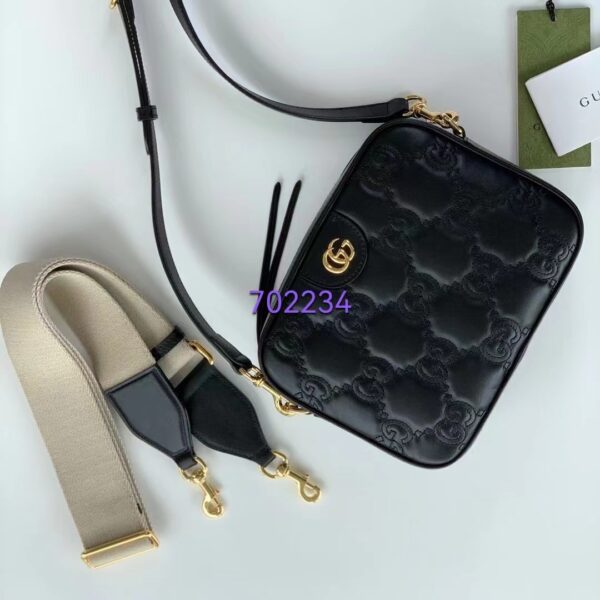 Gucci Women GG Matelassé Leather Shoulder Bag Black Double G (2)