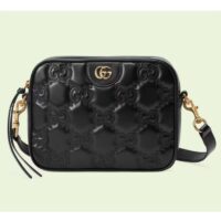 Gucci Women GG Matelassé Leather Shoulder Bag Black Double G (3)