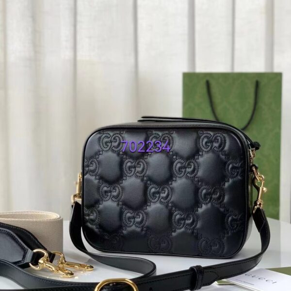 Gucci Women GG Matelassé Leather Shoulder Bag Black Double G (6)