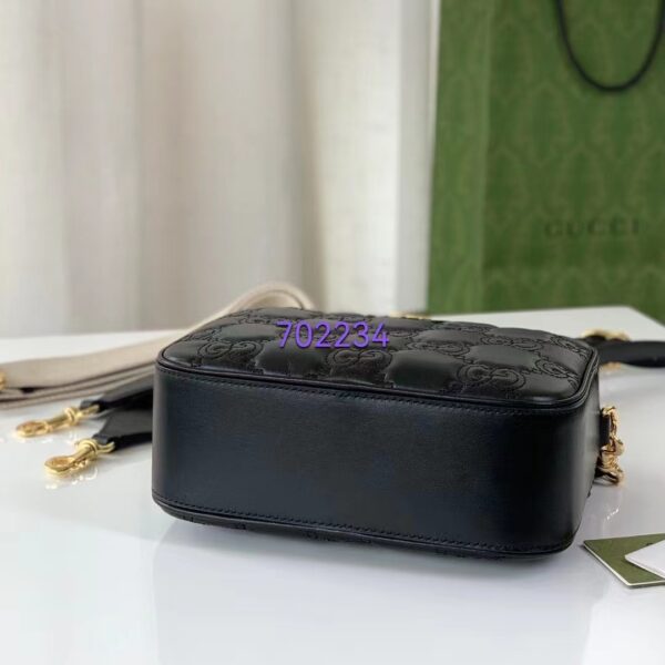 Gucci Women GG Matelassé Leather Shoulder Bag Black Double G (7)