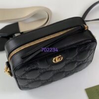 Gucci Women GG Matelassé Leather Shoulder Bag Black Double G (3)