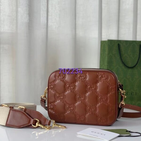 Gucci Women GG Matelassé Leather Shoulder Bag Light Brown Double G (3)