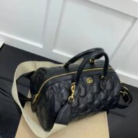 Gucci Women GG Matelassé Leather Top Handle Bag Black Matelassé Leather Double G (4)