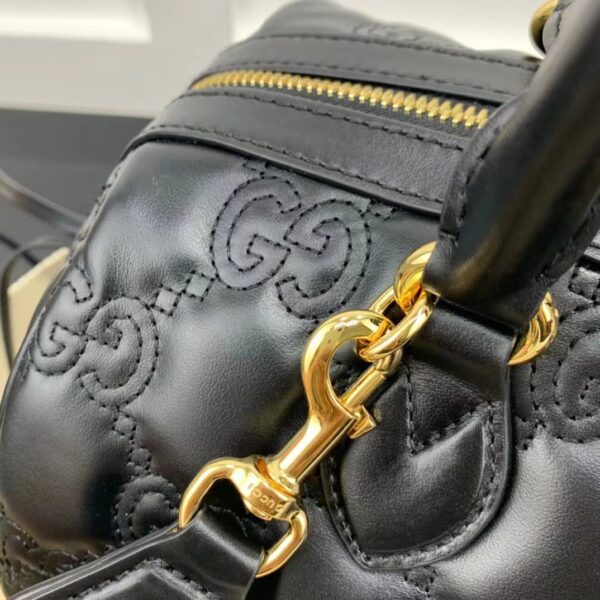 Gucci Women GG Matelassé Leather Top Handle Bag Black Matelassé Leather Double G (10)
