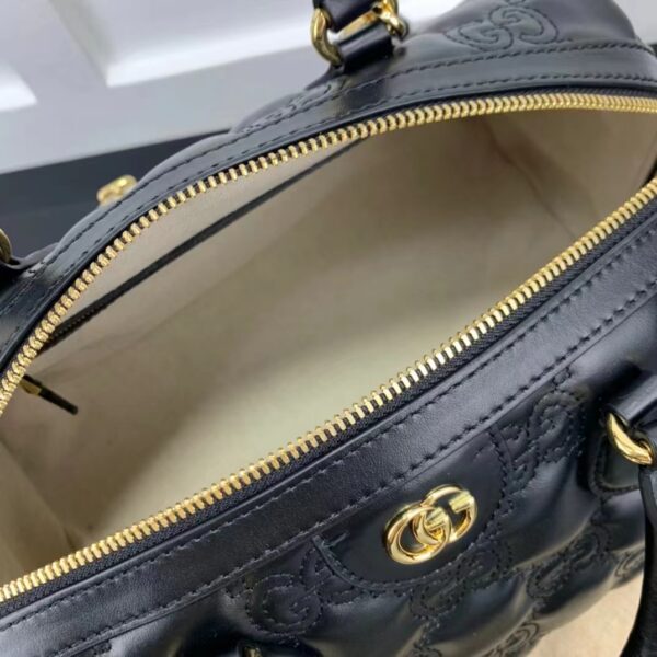 Gucci Women GG Matelassé Leather Top Handle Bag Black Matelassé Leather Double G (6)
