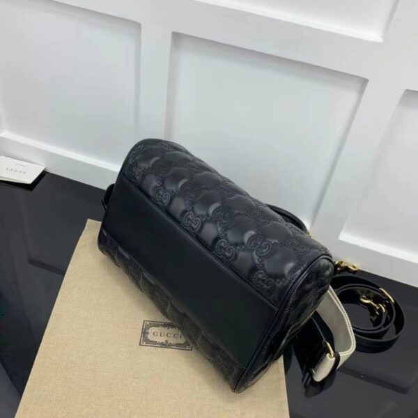 Gucci Women GG Matelassé Leather Top Handle Bag Black Matelassé Leather Double G (8)