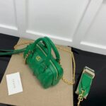Gucci Women GG Matelassé Leather Top Handle Bag Bright Green Double G - Imagen 5