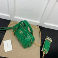 Gucci Women GG Matelassé Leather Top Handle Bag Bright Green Double G (6)