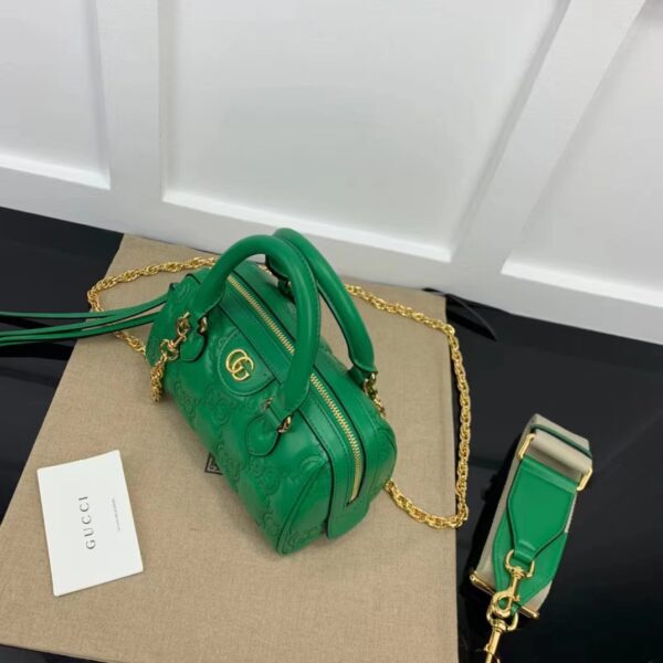 Gucci Women GG Matelassé Leather Top Handle Bag Bright Green Double G (1)