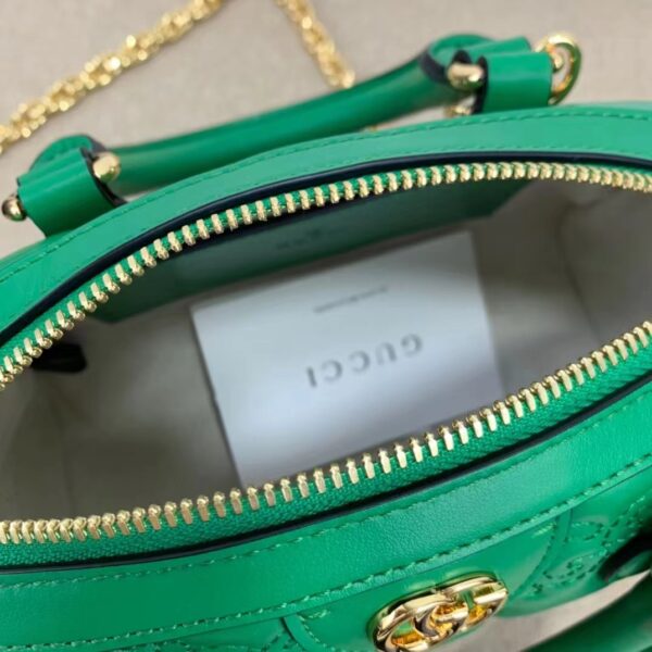 Gucci Women GG Matelassé Leather Top Handle Bag Bright Green Double G (3)