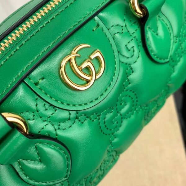 Gucci Women GG Matelassé Leather Top Handle Bag Bright Green Double G (4)