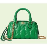 Gucci Women GG Matelassé Leather Top Handle Bag Bright Green Double G