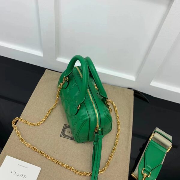 Gucci Women GG Matelassé Leather Top Handle Bag Bright Green Double G (7)