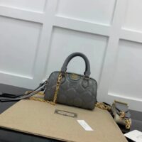 Gucci Women GG Matelassé Leather Top Handle Bag Dusty Grey Double G (2)