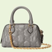 Gucci Women GG Matelassé Leather Top Handle Bag Dusty Grey Double G (2)