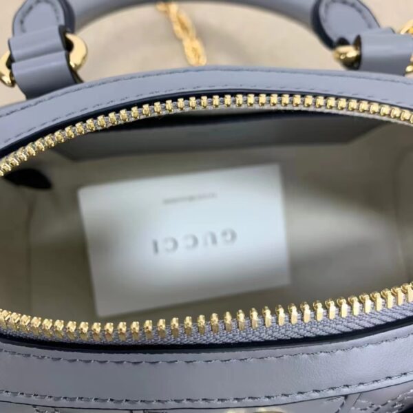 Gucci Women GG Matelassé Leather Top Handle Bag Dusty Grey Double G (5)