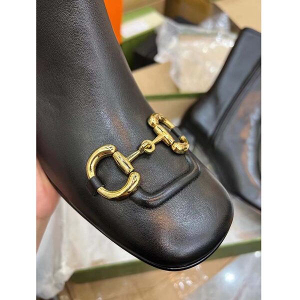 Gucci Women GG Mid-Heel Ankle Boot Horsebit Black Leather 6 Cm Heel (1)