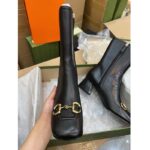 Gucci Women GG Mid-Heel Ankle Boot Horsebit Black Leather 6 Cm Heel – Image 3