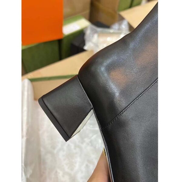 Gucci Women GG Mid-Heel Ankle Boot Horsebit Black Leather 6 Cm Heel (8)