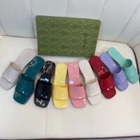 Gucci Women GG Rubber Slide Sandal Pastel Pink 6 Cm Heel (1)