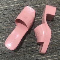 Gucci Women GG Rubber Slide Sandal Pastel Pink 6 Cm Heel (1)