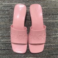 Gucci Women GG Rubber Slide Sandal Pastel Pink 6 Cm Heel (1)