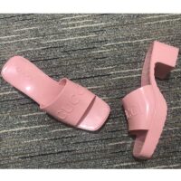 Gucci Women GG Rubber Slide Sandal Pastel Pink 6 Cm Heel (1)