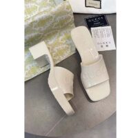 Gucci Women GG Rubber Slide Sandal White Mid-Heel 6 Cm Heel (1)