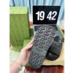 Gucci Women GG Slide Sandal Interlocking G Black Rubber Low Heel - Image 8