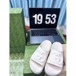Gucci Women GG Slide Sandal Interlocking G Off White Rubber Low Heel - Image 3