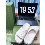 Gucci Women GG Slide Sandal Interlocking G Off White Rubber Low Heel - Image 2