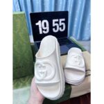 Gucci Women GG Slide Sandal Interlocking G Off White Rubber Low Heel - Image 7