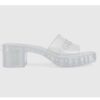 Gucci Women GG Slide Sandal Logo White Transparent Rubber 6 Cm Heel